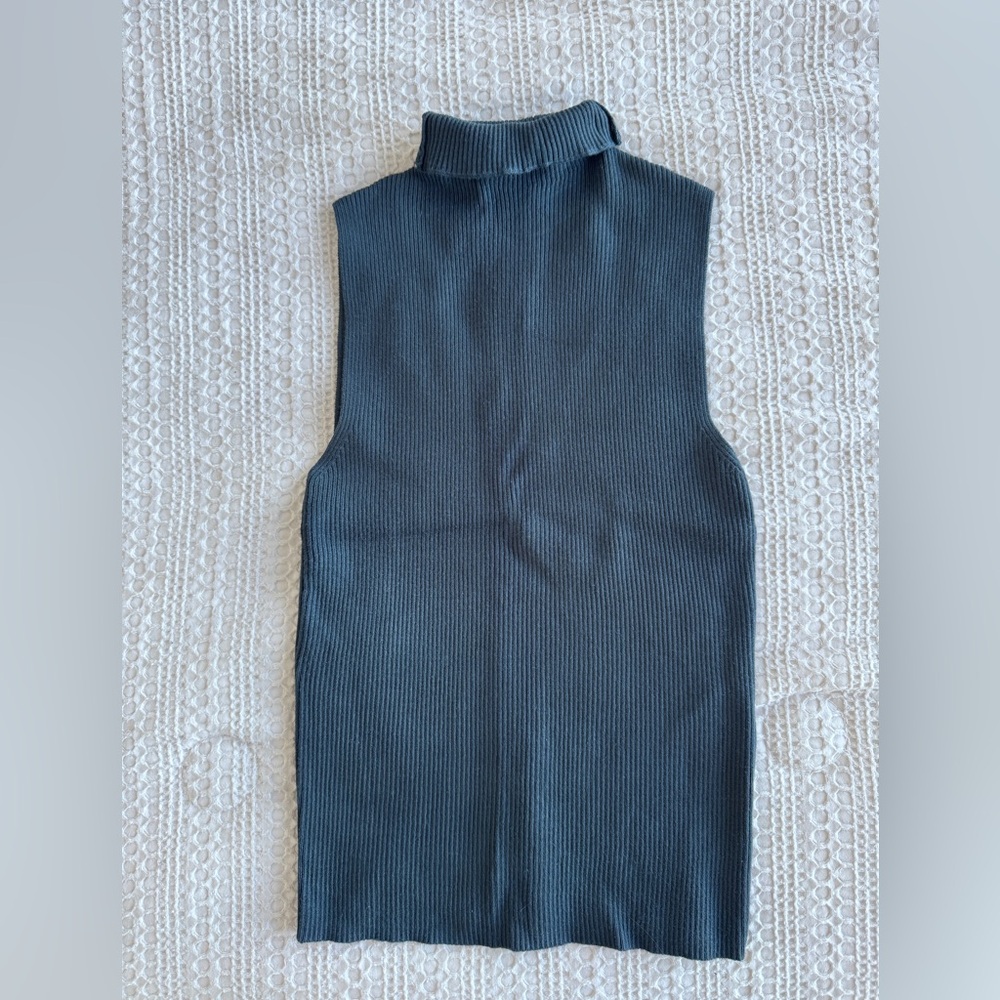 Zara Dark Blue Ribbed Turtleneck Top